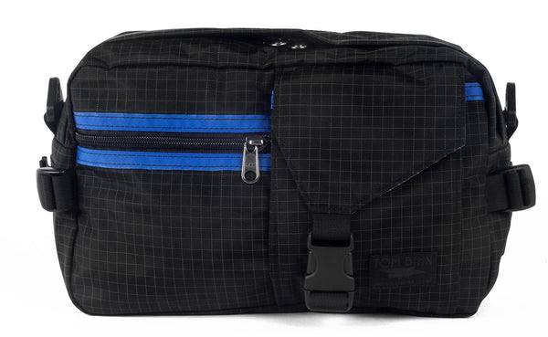 The LGD in Black Halcyon/Royal/Northwest Sky. Front view of the bag.